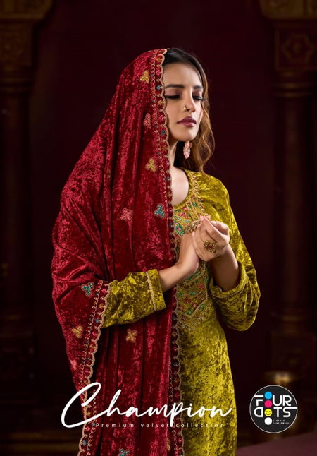 Champion By Fourdots Velvet Designer Salwar Suits Wholesalers In Surat
